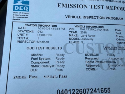 2018 Land Rover Discovery DEQ Pass